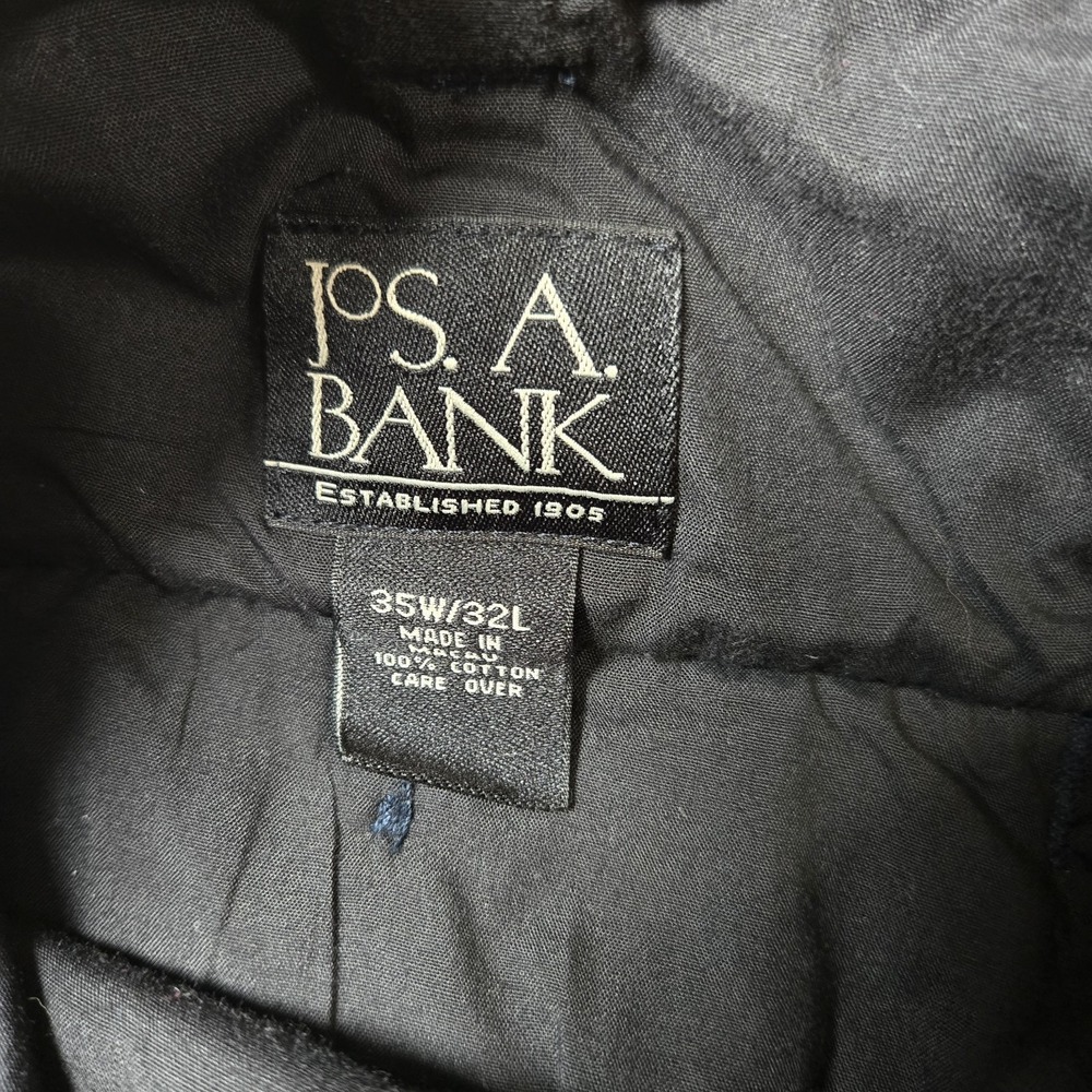Jos A‎ Bank Corduroy Pants Tag 35x32 Measures 32x30 Pleated  Dark Navy Cuffed - Picture 9 of 11